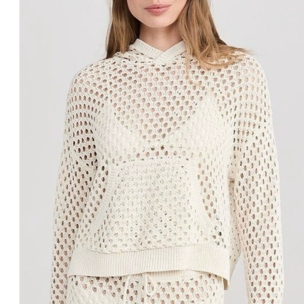 Sweaty Betty Beachside Crochet Cover-Up Hoodie Size Xl